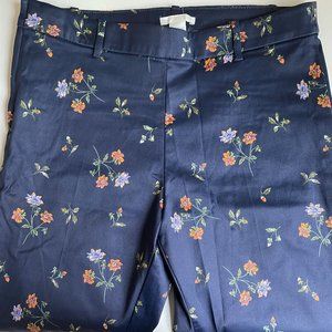 Flowered Dark Blue Pants